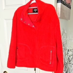 UGG Women's Red sherpa  Fleece Jacket